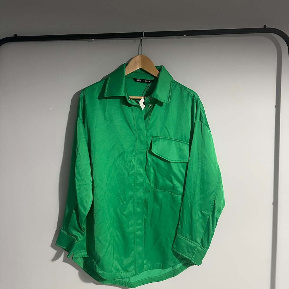 New Zara Emerald Green button up Shirt